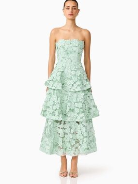 Elliatt Roseate Tiered Maxi Dress in Mint Green